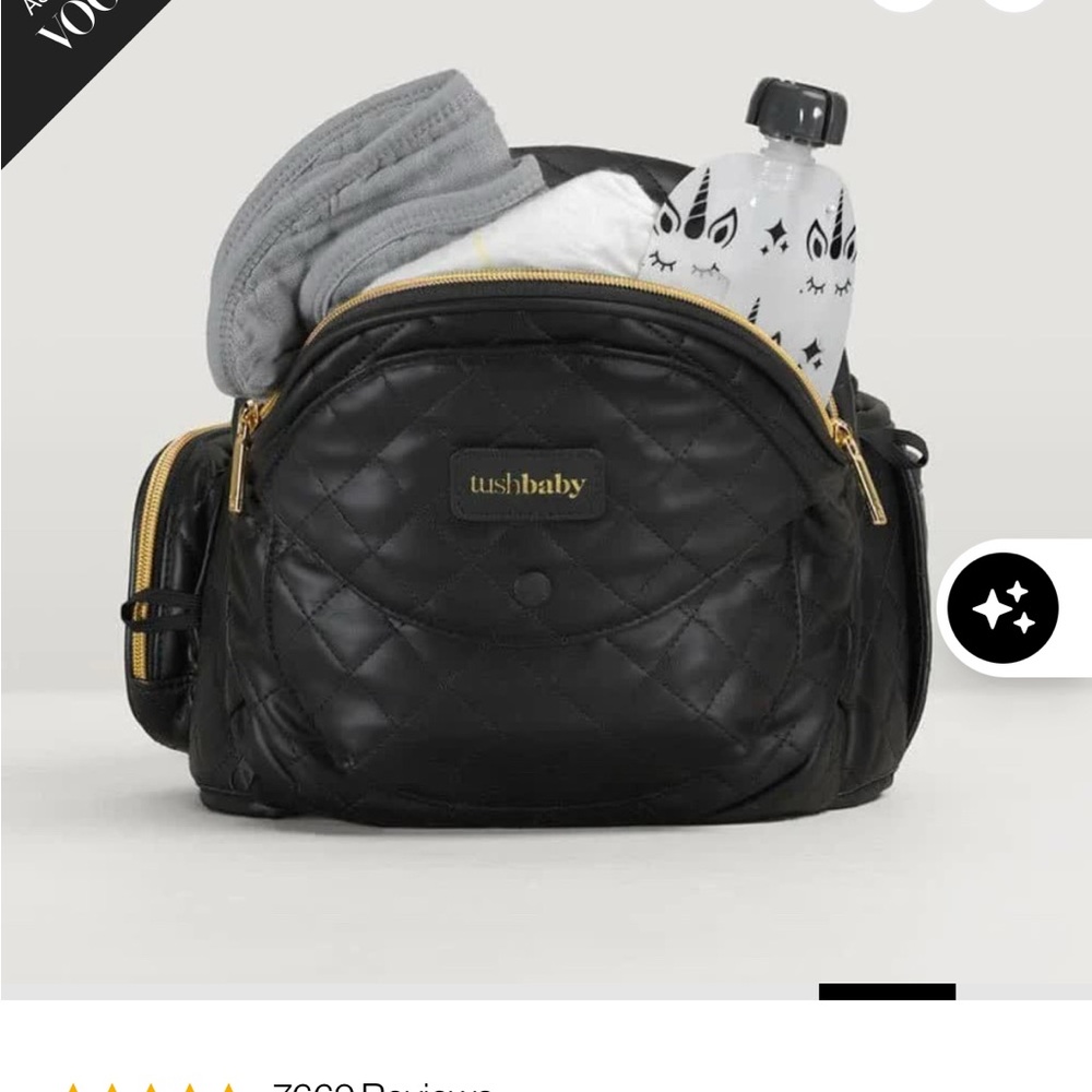 Tushbaby Black Quilted Diaper Bag